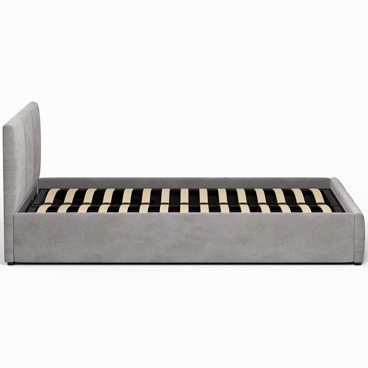 POLSTERBETT 160×200 cm mit Bettkasten und Lattenrost Nela HLR-22 Grau Velours - Grau, Holz/Metall (160/200cm) - Jana