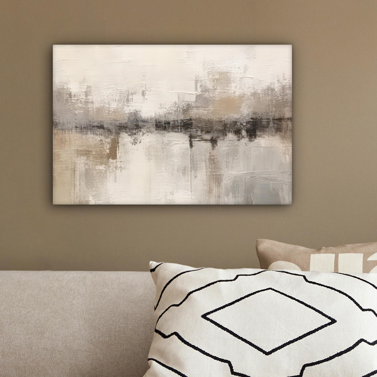 LEINWANDBILD Moderne Kunst - Abstrakt - Beige 30x20 cm - Beige, Textil (30/20cm) - MuchoWow