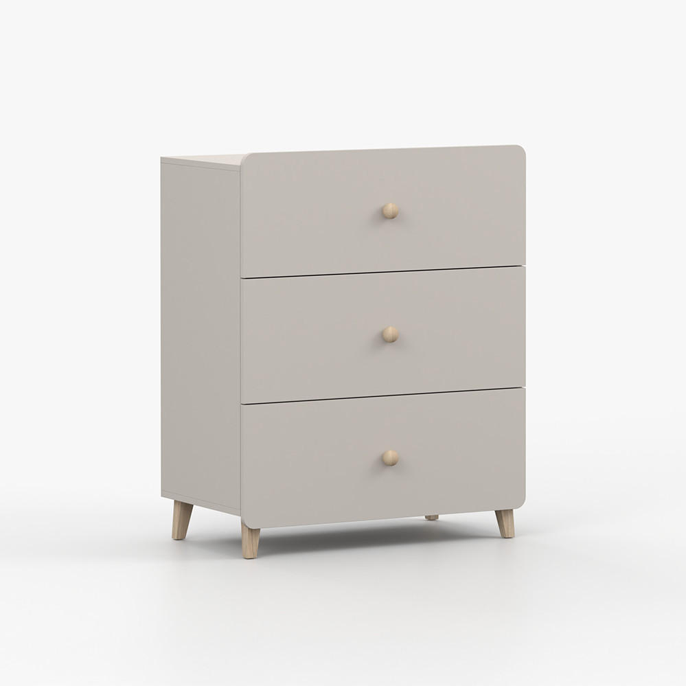 KOMMODE MARIO 3S 90 cm Kaschmir/Kaschmir, drei Schubladen, Holzgriffe - Kaschmir, Holzwerkstoff (80/99/40cm) - imoebel24