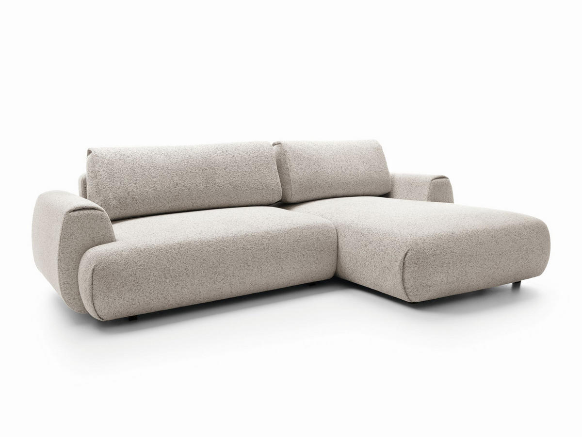 ECKSOFA ZEST Grau Geflochtener Stoff mit Schlaffunktion - Grau, Holz (270/167cm) - MASSENO