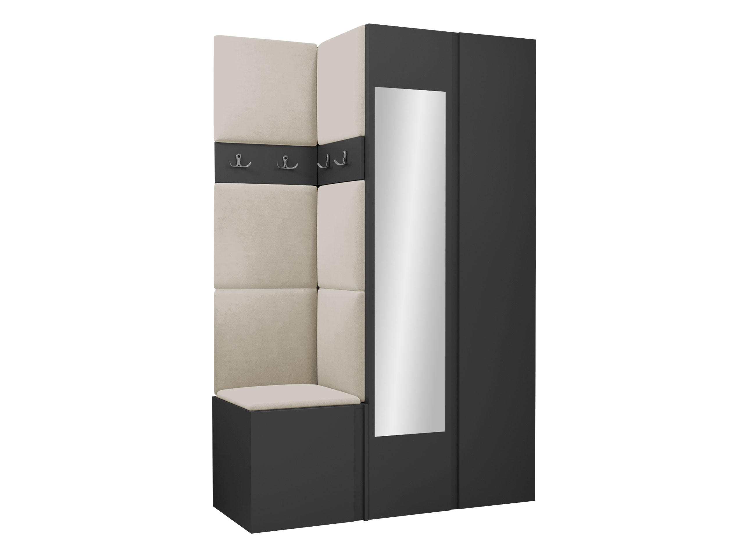 GARDEROBEN-SET Orion XXVI - Beige/Graphitfarben, Holzwerkstoff/Kunststoff (116/186/46cm) - MIRJAN24