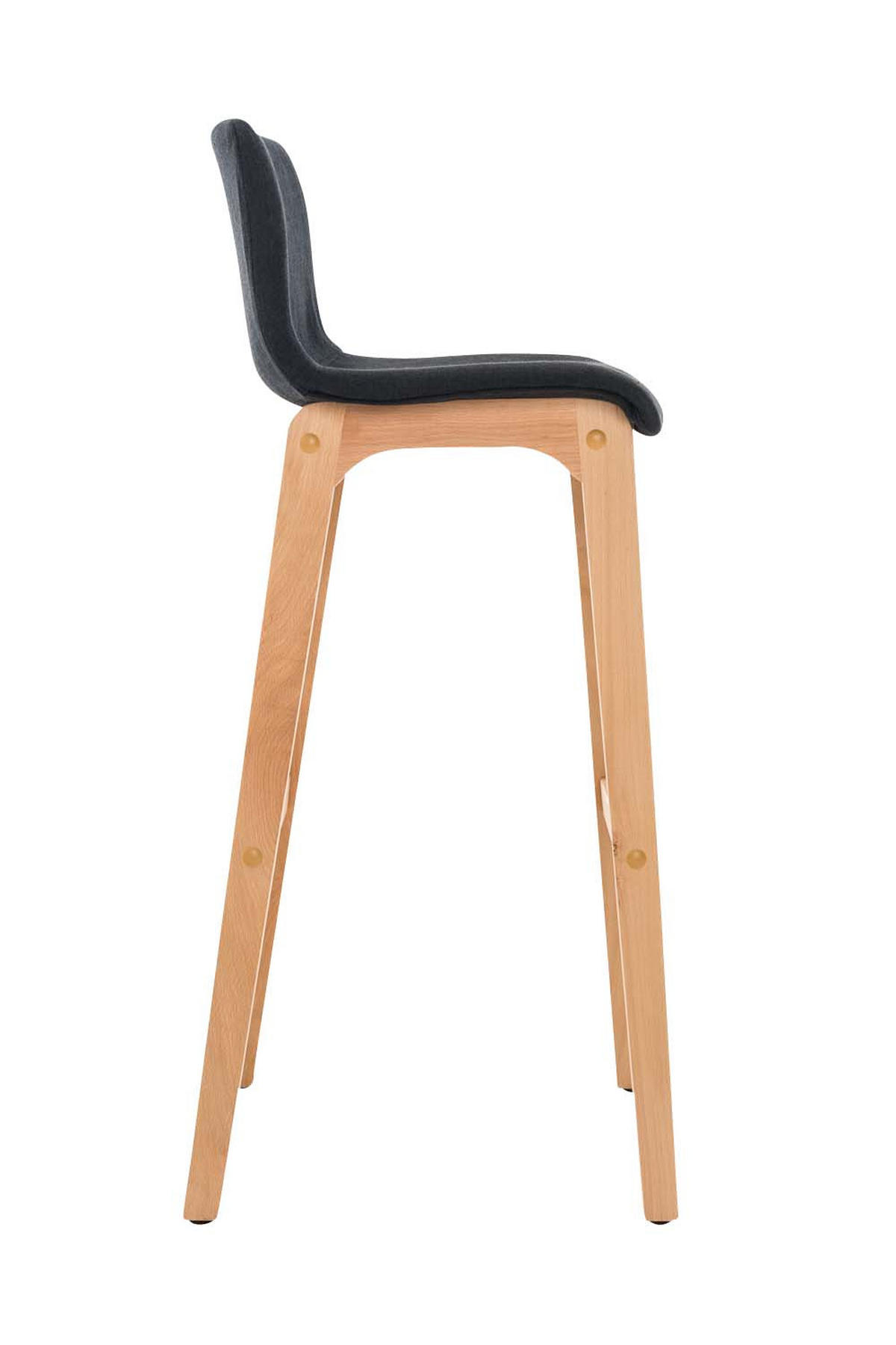 BARHOCKER Stoff schwarz - Eukalyptusholzfarben/Schwarz, Holz/Textil (41/101/46cm) - CLP