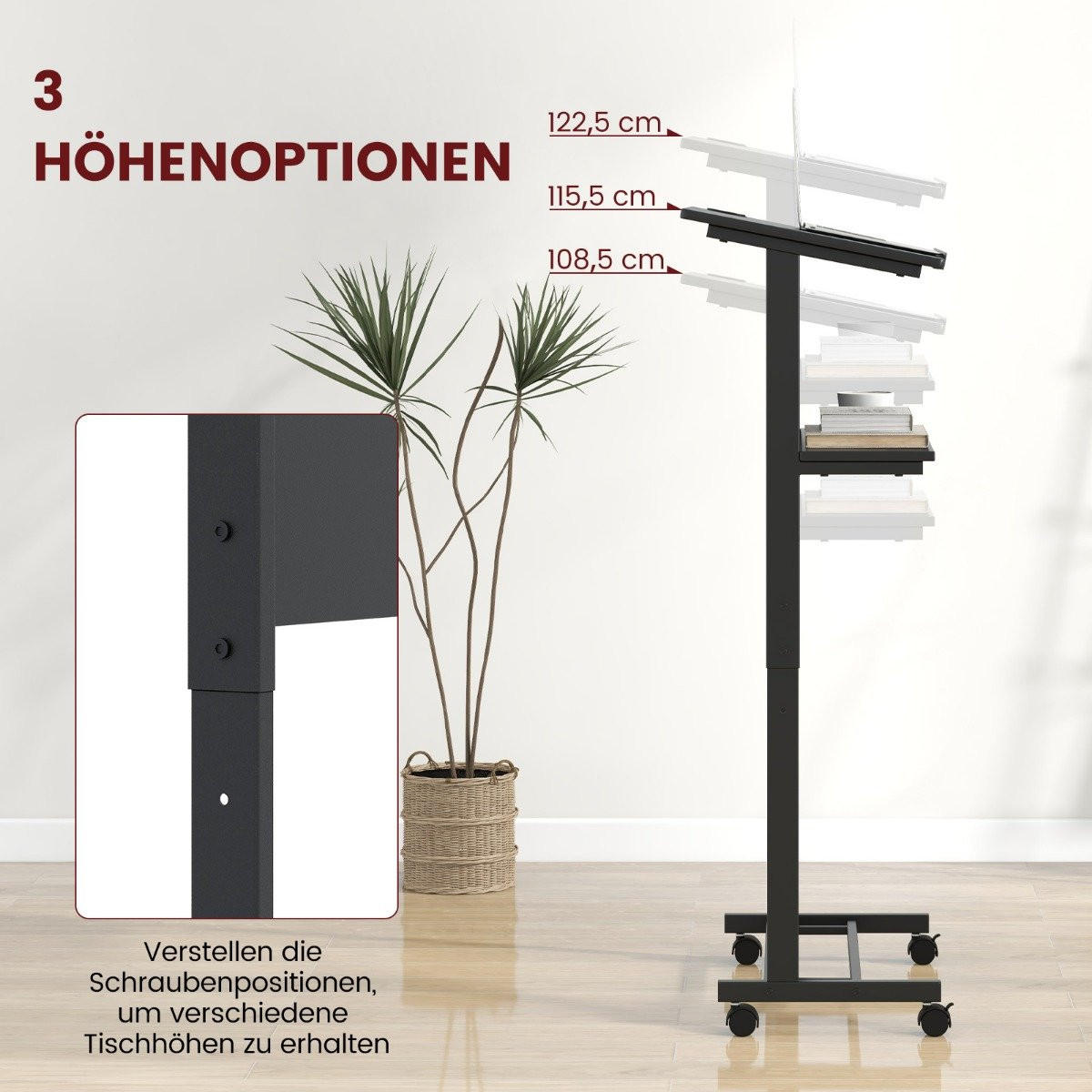 SCHREIBTISCH Schwarz MDF 60/40/108.5 cm - Schwarz, Holzwerkstoff (60/40/108.5cm) - Gemütlich Home