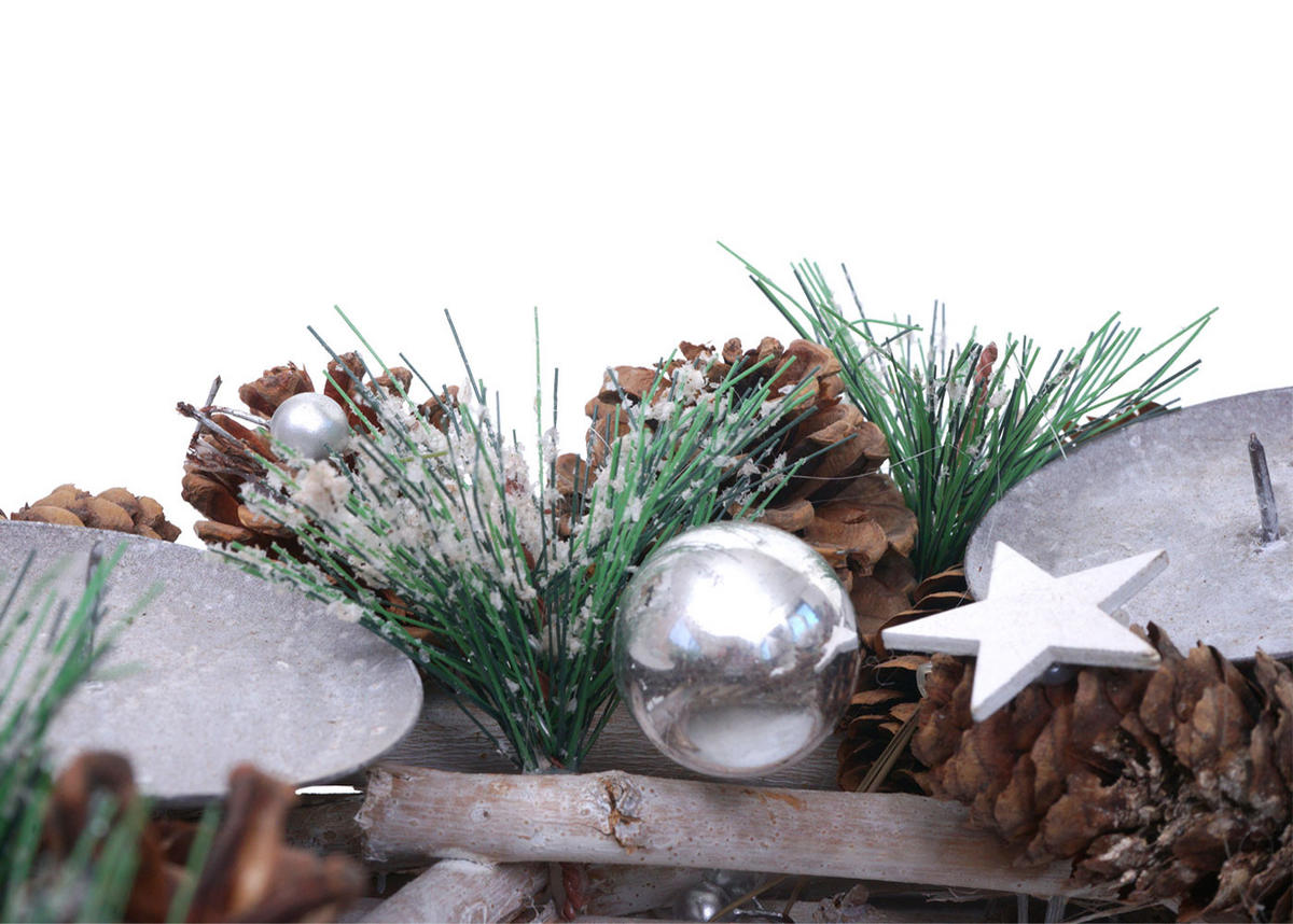 ADVENTSKRANZ MIT KERZEN Braun - Braun, Holz (10cm) - MCW