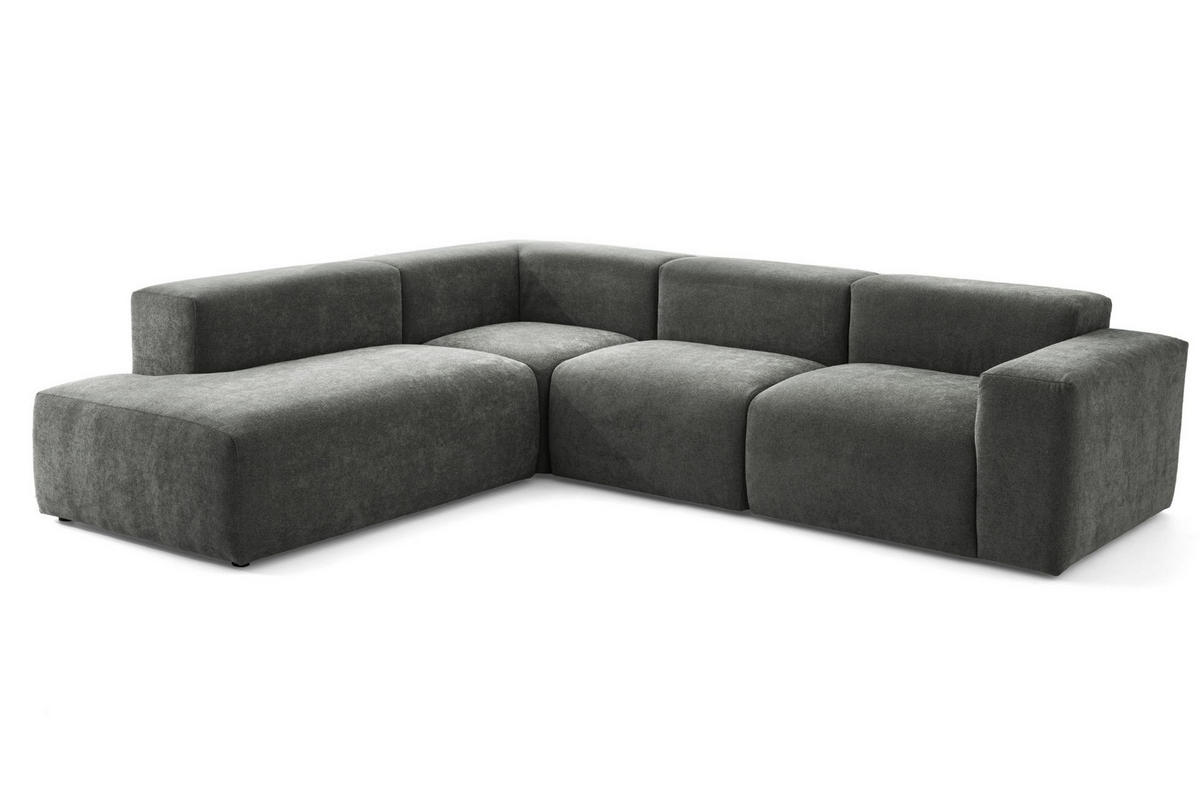4-SITZER modulares Ecksofa HEAVEN SET 2 Links, Breite 300 cm Webstoff Dunkelgrau - Dunkelgrau/Schwarz, Holz/Kunststoff (300/245cm) - Muffo