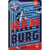 BLECHSCHILD 20/30 cm Hamburg Moin Moin - Multicolor, Metall (20/30/0.2cm) - Nostalgic-Art