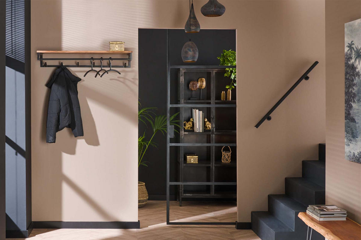 GARDEROBE ELIARA Schwarz Akazie - Schwarz, Metall (100/17/35cm) - KAWOLA
