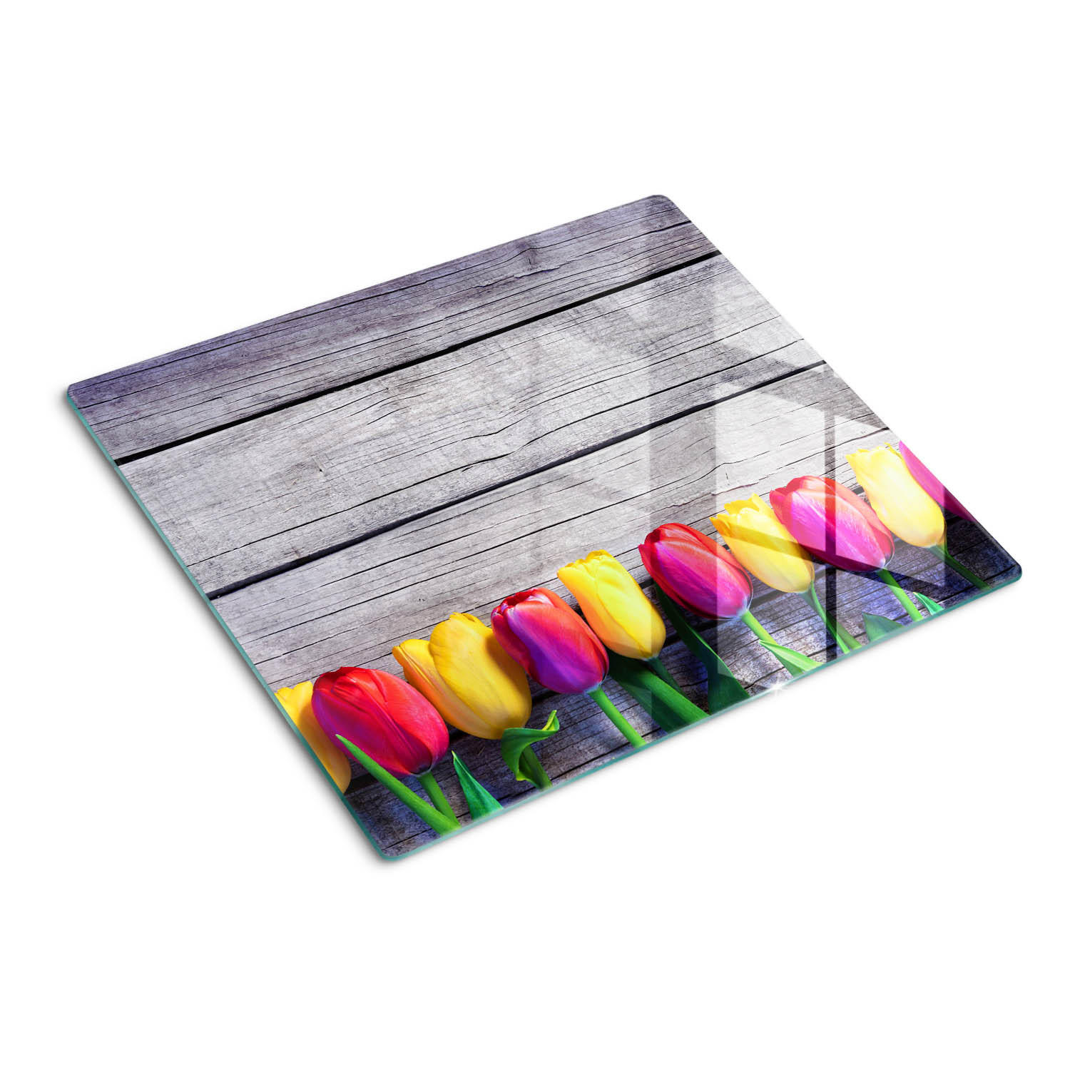 GLASPLATTE 60x52 cm Tulpenholz - Multicolor, Glas (60/0.4/52cm) - TULUP