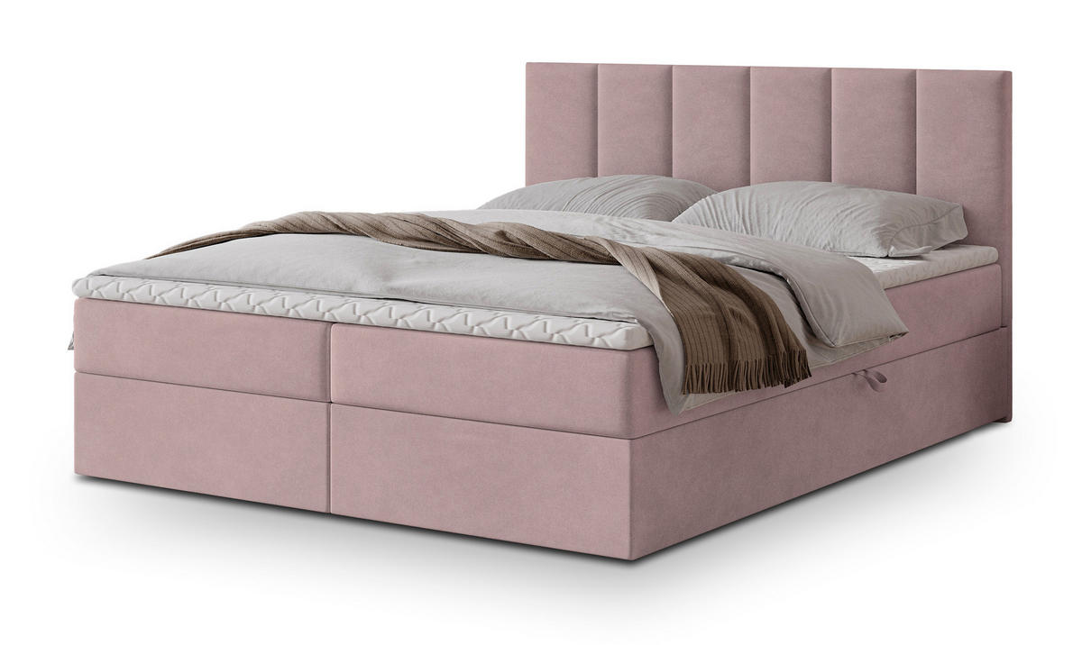 POSTEL BOXSPRING MERIL 140x200 cm, s matrací a úložným prostorem, starorůžová - starorůžová, kompozitní dřevo/textil (140/200cm) - MASSENO