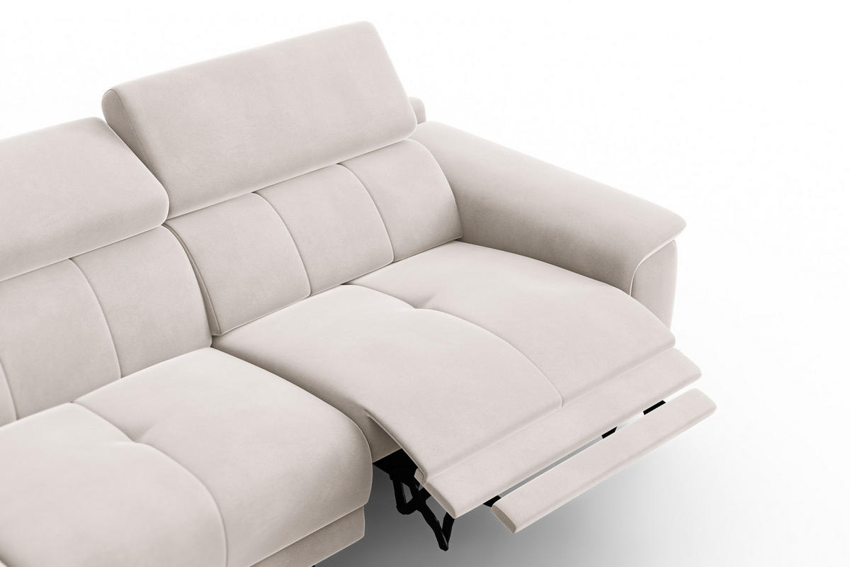 ECKSOFA FIERO 4-Sitzer LINKS, Beiger Veloursstoff - Beige/Schwarz, Holz/Textil (288/170cm) - Courtois Laville