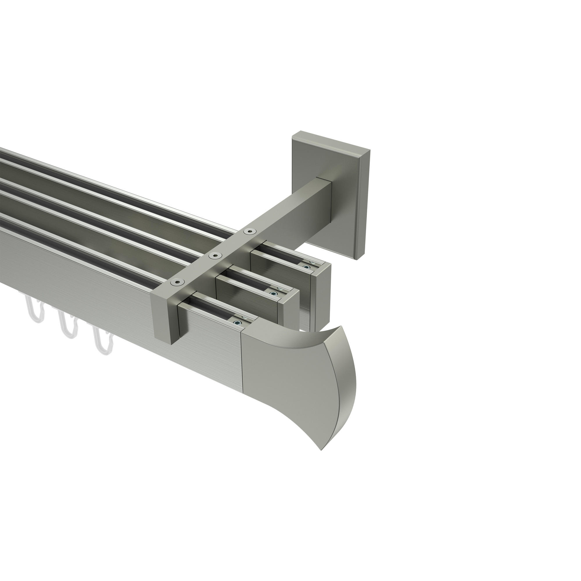 INNENLAUF-GARDINENSTANGEN-SET Smartline Conex 540 cm (geteilt in 3 x 180 cm), 3-läufig, 14x35 mm Edelstahl-Optik - Edelstahlfarben, Metall (540cm) - INTERDECO