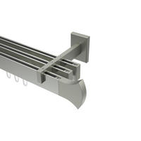 INNENLAUF-GARDINENSTANGEN-SET Smartline Conex 140 cm, 3-läufig, 14x35 mm Edelstahl-Optik - Edelstahlfarben, Metall (140cm) - INTERDECO