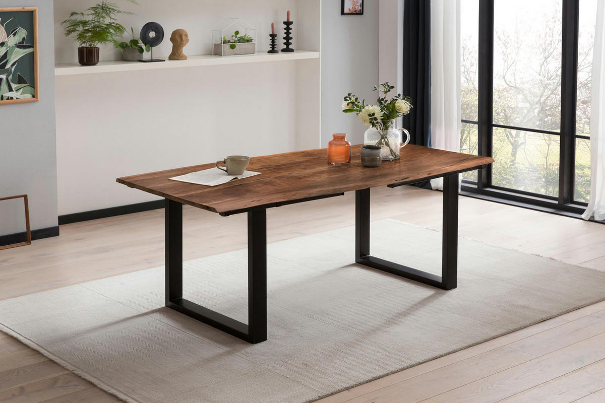 ESSTISCH ADINA - Schwarz/Braun, Holz/Metall (90/180/76cm) - SAM