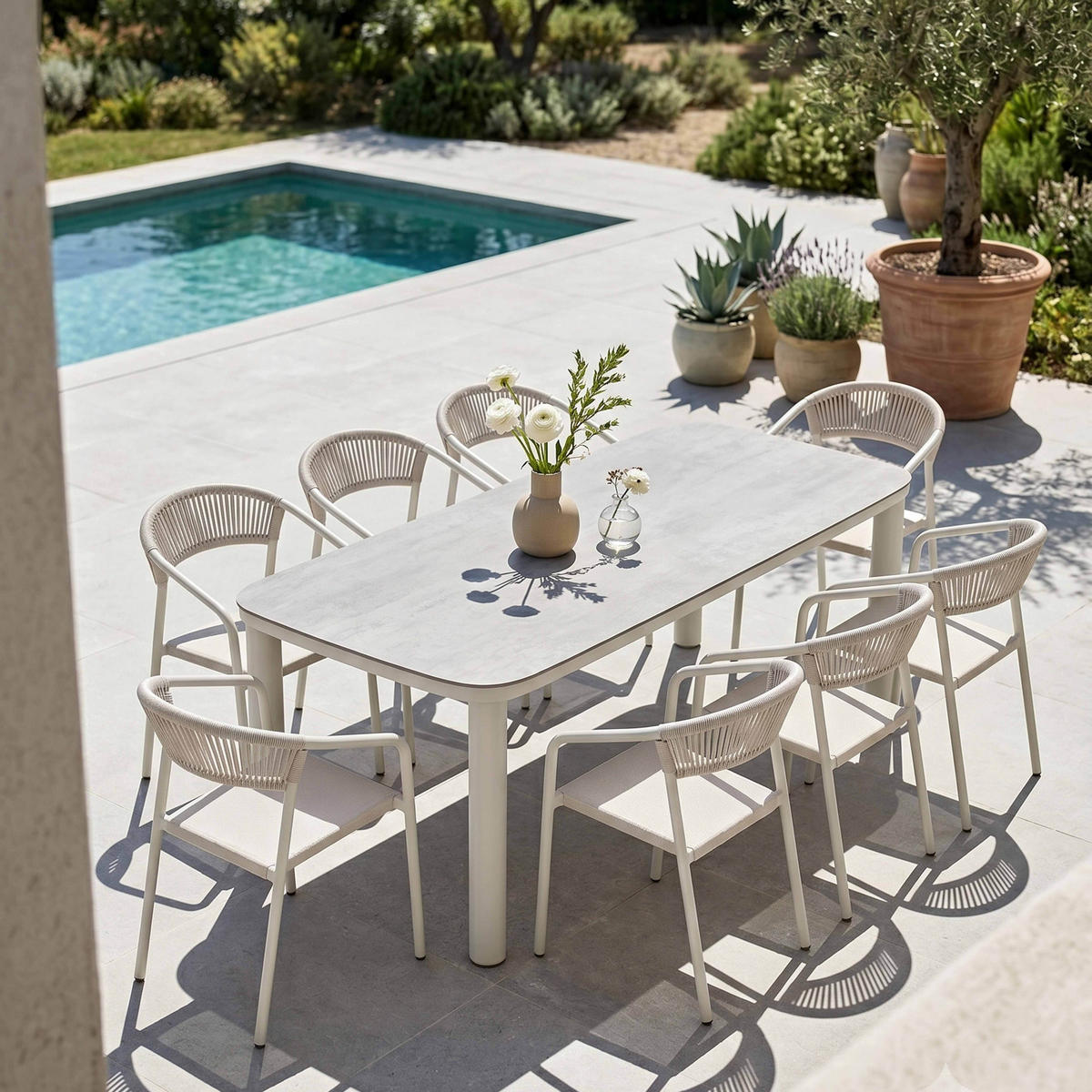 GARTENTISCH, Beige - Beige, Metall (213/90/75cm) - Oviala