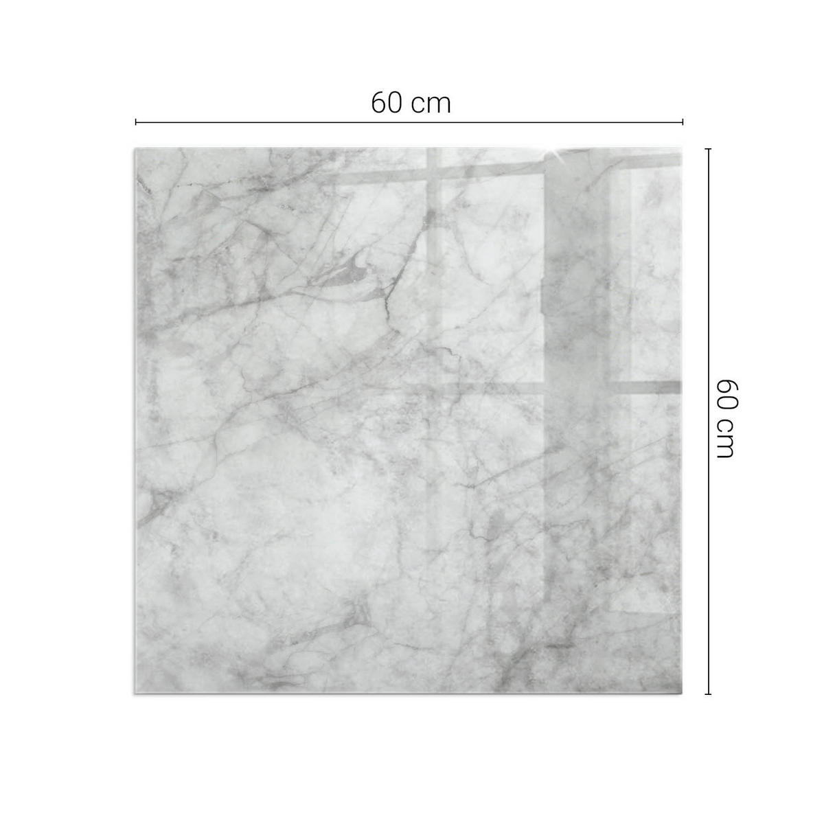 GLASPLATTE für Kamin 60x60 cm - Grau, Glas (60/60/0.4cm) - TULUP