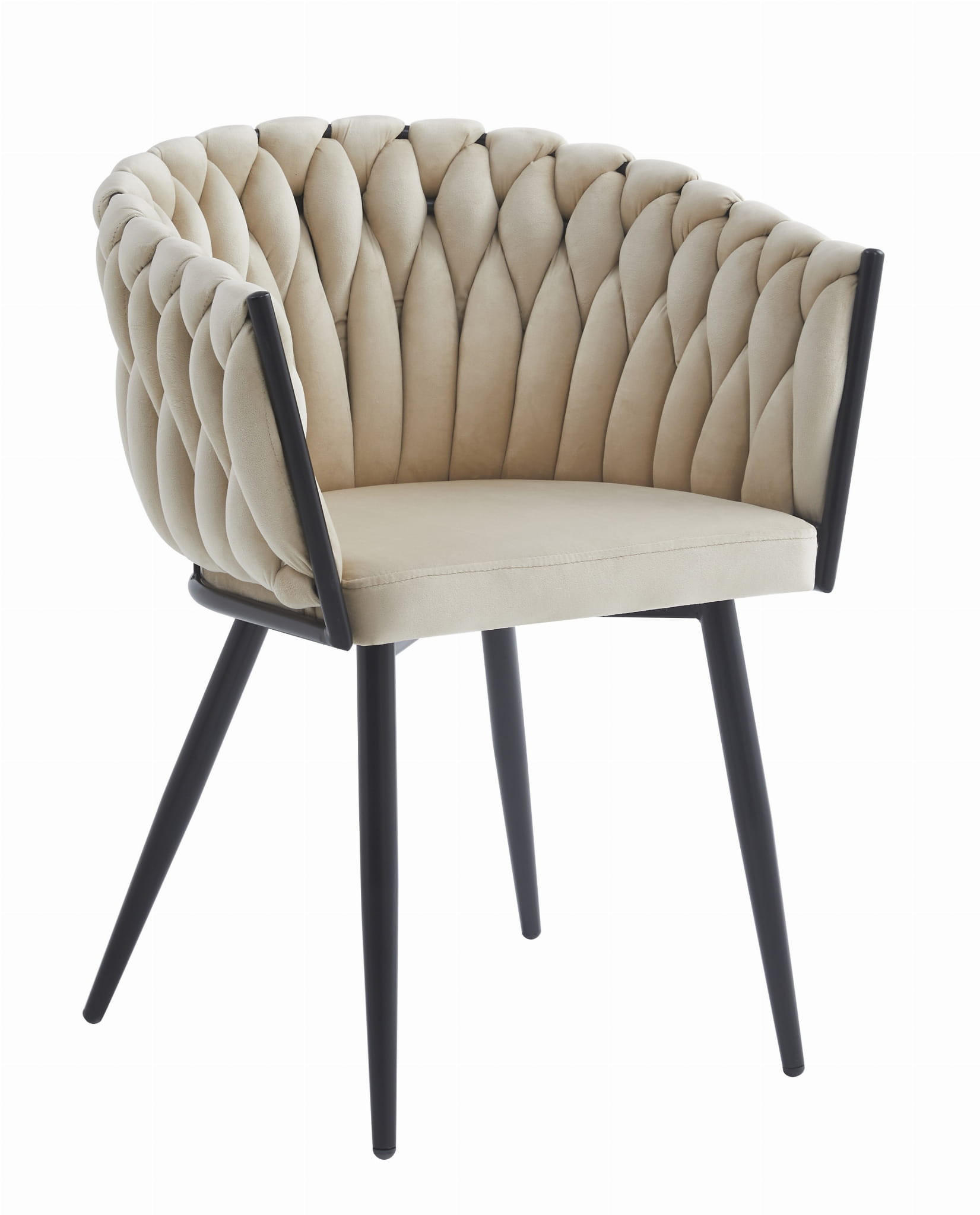 STUHL ARONA 1 Stück, Beige, Schwarz, Schwarze metallische Beine - Beige, Textil/Metall (61/79/55cm) - Komodee