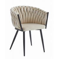 STUHL ARONA 1 Stück, Beige, Schwarz, Schwarze metallische Beine - Beige, Textil/Metall (61/79/55cm) - Komodee
