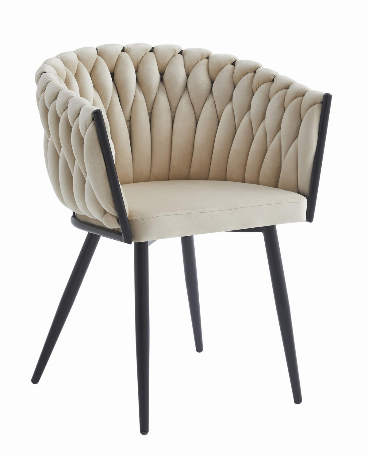 STUHL ARONA 1 Stück, Beige, Schwarz, Schwarze metallische Beine - Beige, Textil/Metall (61/79/55cm) - Komodee