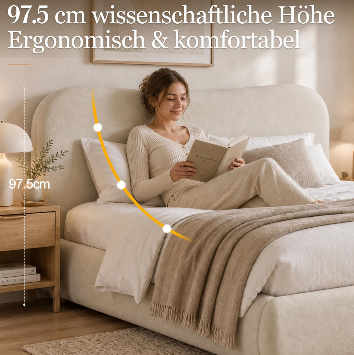 POLSTERBETT aus Chenille 160x200 cm Beige mit hydraulischem Bettkasten und Lattenrost - Beige, Textil (160/200cm) - Modfu