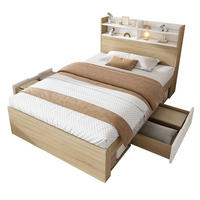POLSTERBETT 90x200 cm in Eiche mit Matratze & Stauraum - Eichefarben, Holzwerkstoff (90/200cm) - Modfu