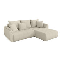 ROHOVÁ SEDAČKA s funkcí spaní, otoman vpravo TOKO-L 277x194x86 béžová bouclé - černá/písková barva, kompozitní dřevo/textil (277/194cm) - ALTDECOR