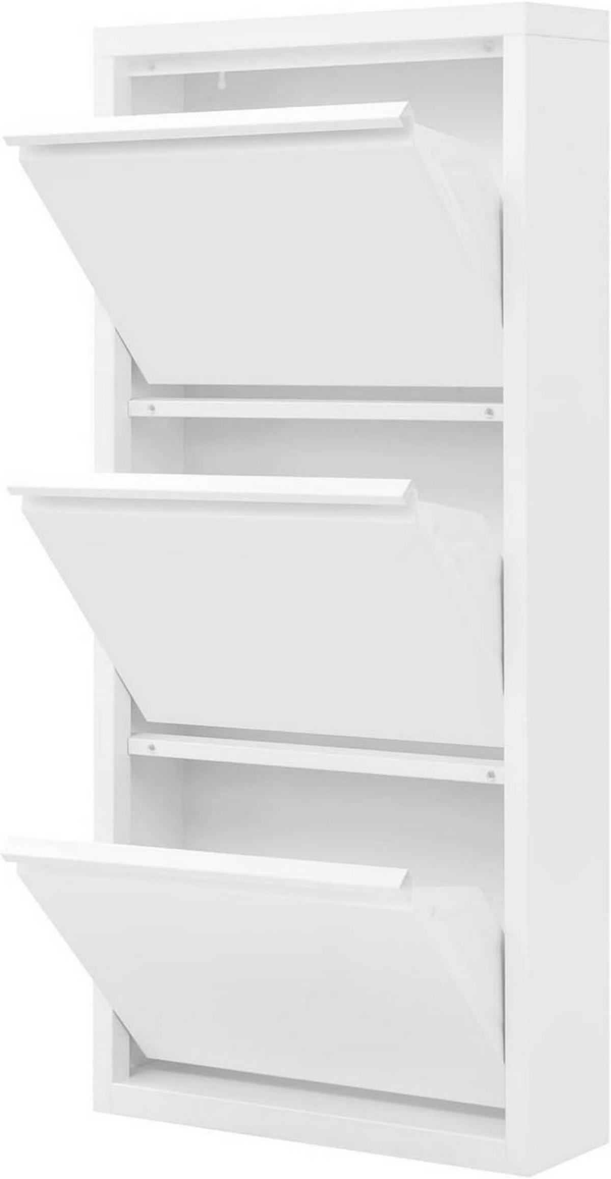SCHUHSCHRANK mit 3 Klappen, 50x106x15cm, Weiß - Weiß, Metall (50/106/15cm) - Woltu