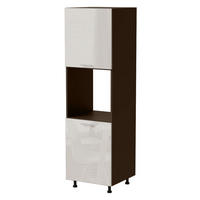 BACKOFENUMBAUSCHRANK Brerra D14/RU/2D RAL 9001 creme Hochglanz / Lava Matt 60 / 59 / 207cm - Dunkelgrau/Creme, Holz/Holzwerkstoff (60/207/59cm) - Feldmann-Wohnen