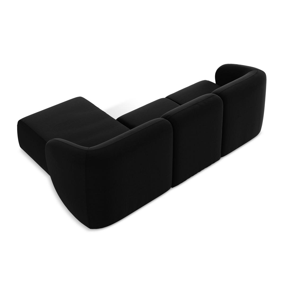 ECKSOFA Rechts Samt Stoff Schwarz - Schwarz, Holzwerkstoff/Kunststoff (248/166cm) - LaMiaSofa