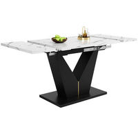 ESSTISCH 99-159/75/75 cm weiß schwarz ausziehbar mit V-Fußgestell aus MDF Metall - Weiß, Holzwerkstoff (99/75/75cm) - OKWISH