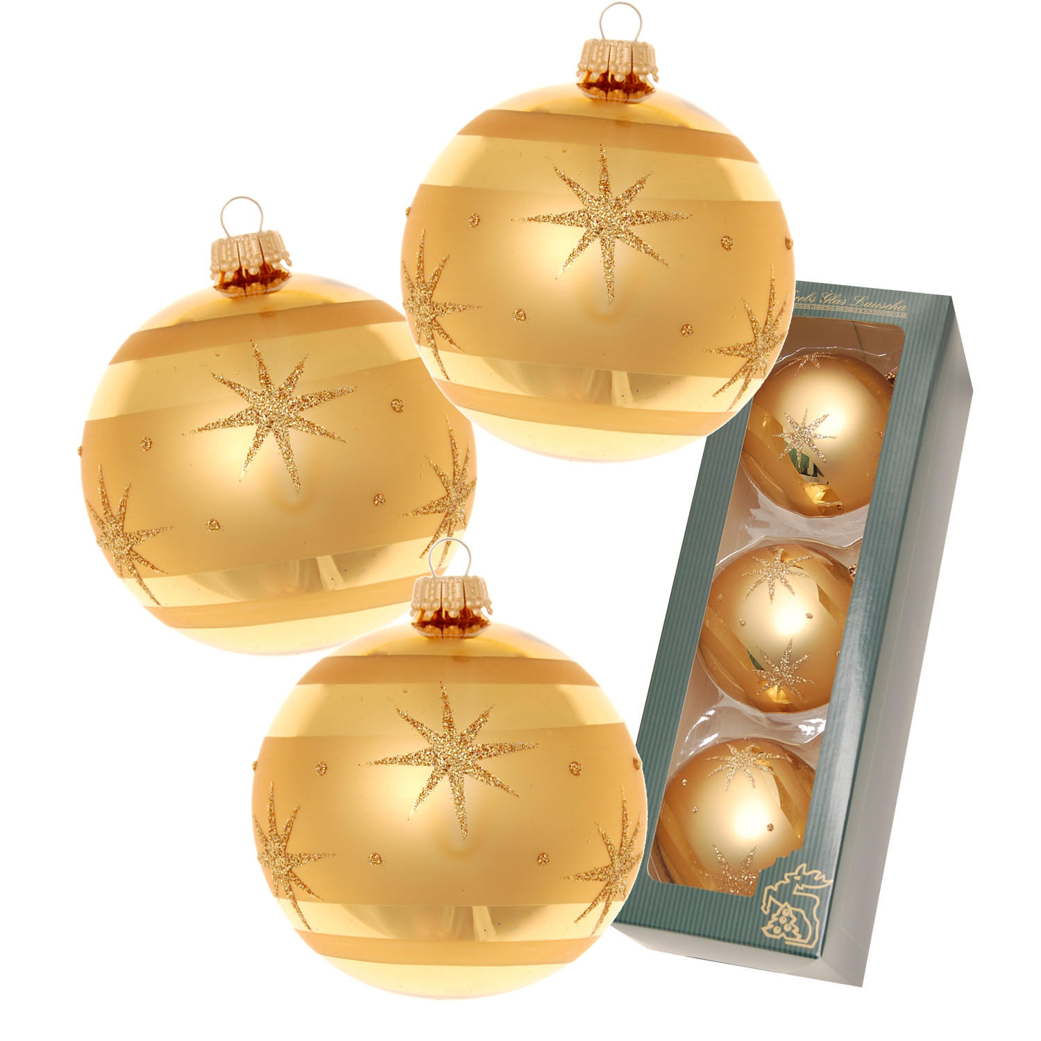 Krebs Glas Lauscha Christbaumkugeln Gold 8x8x8 cm