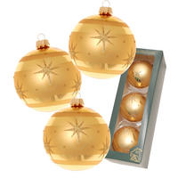CHRISTBAUMKUGELN Sternennacht Goldfarbig 8cm (Glas / 3 Stk.) - Goldfarben, Glas (8/8/8cm) - Krebs Glas Lauscha