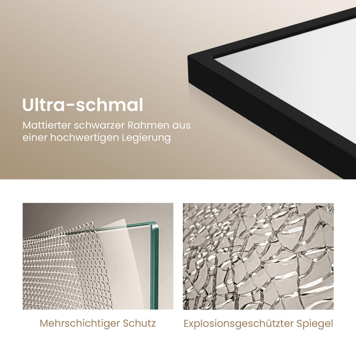 STANDSPIEGEL Wandmontage oder Freistehend, Schwarz 160/40 cm - Schwarz, Glas/Metall (40/160/160cm) - EMKE