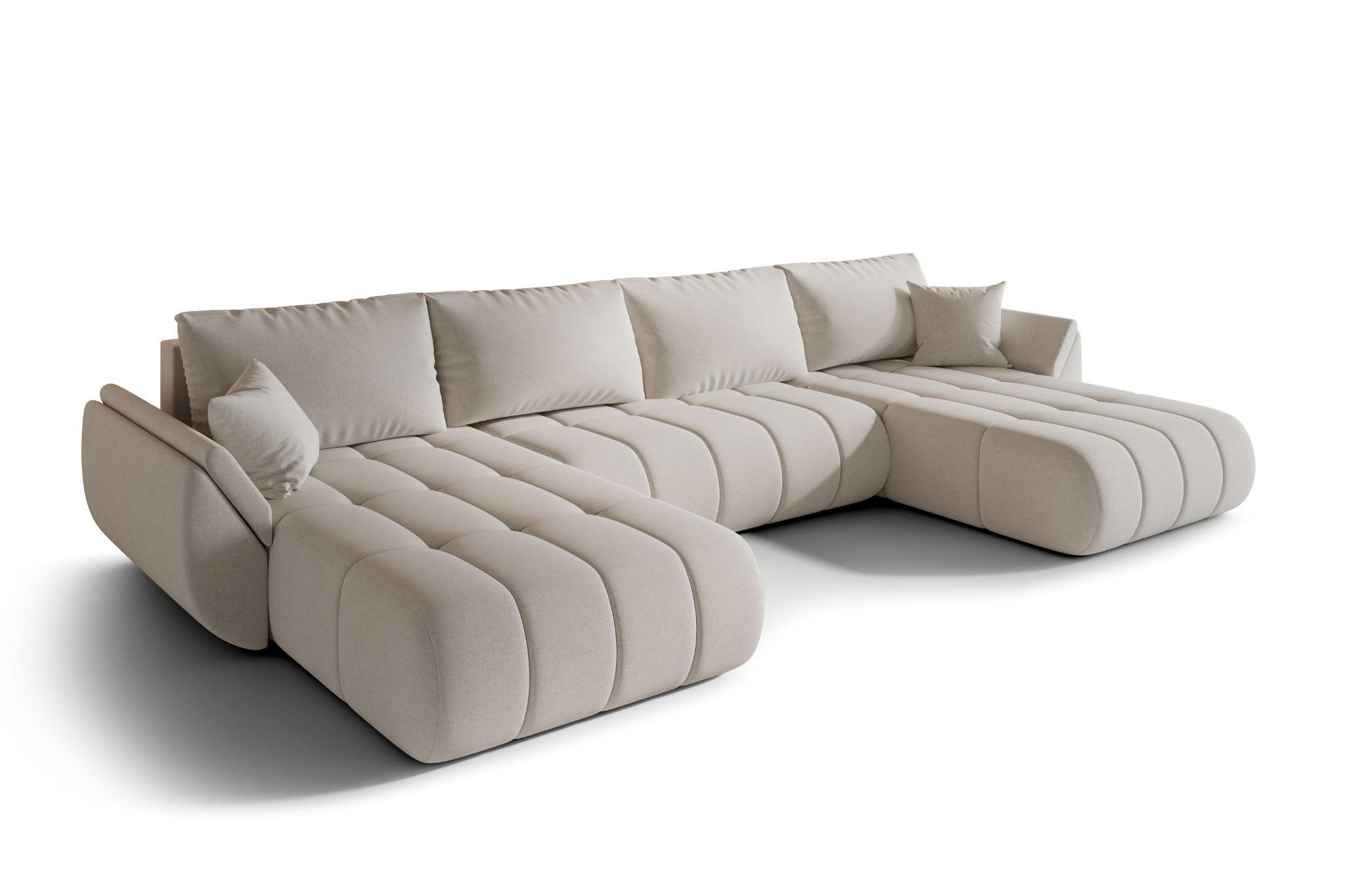 ECKSOFA mit schlaffunktion und bettkasten TOKYO U PREMIUM, stoff WIND, Beige - Beige, Holz (384/190cm) - Kaiser Möbel