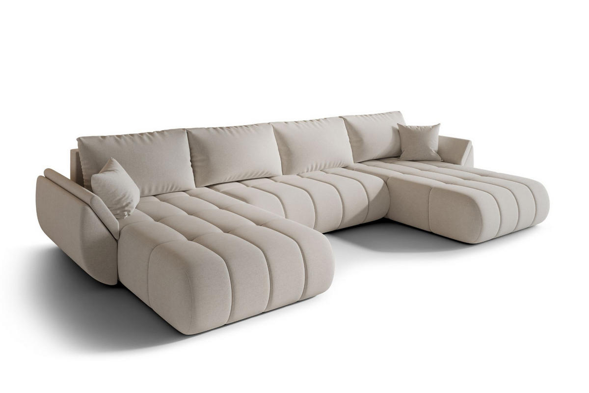 ECKSOFA mit schlaffunktion und bettkasten TOKYO U PREMIUM, stoff WIND, Beige - Beige, Holz (384/190cm) - Kaiser Möbel