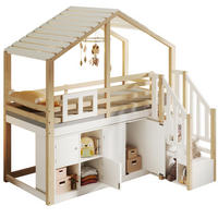 HOCHBETT 90/200 cm Hausform mit Stauraumleiter in Weiß + Natur - Weiß, Holz (90/200cm) - OKWISH