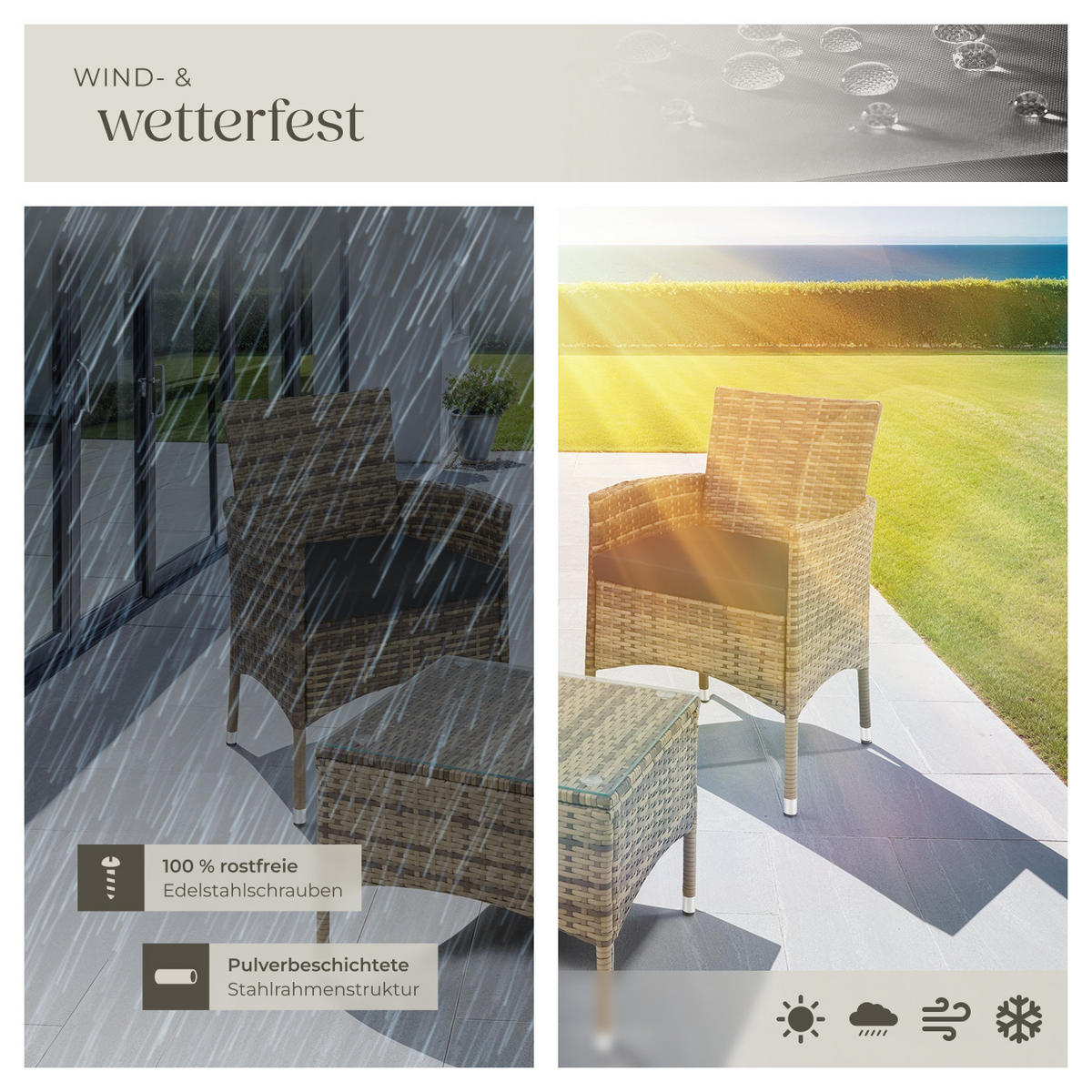RATTANSET Luzern,2 Bezugssets,natur - Naturfarben, Kunststoff - tectake