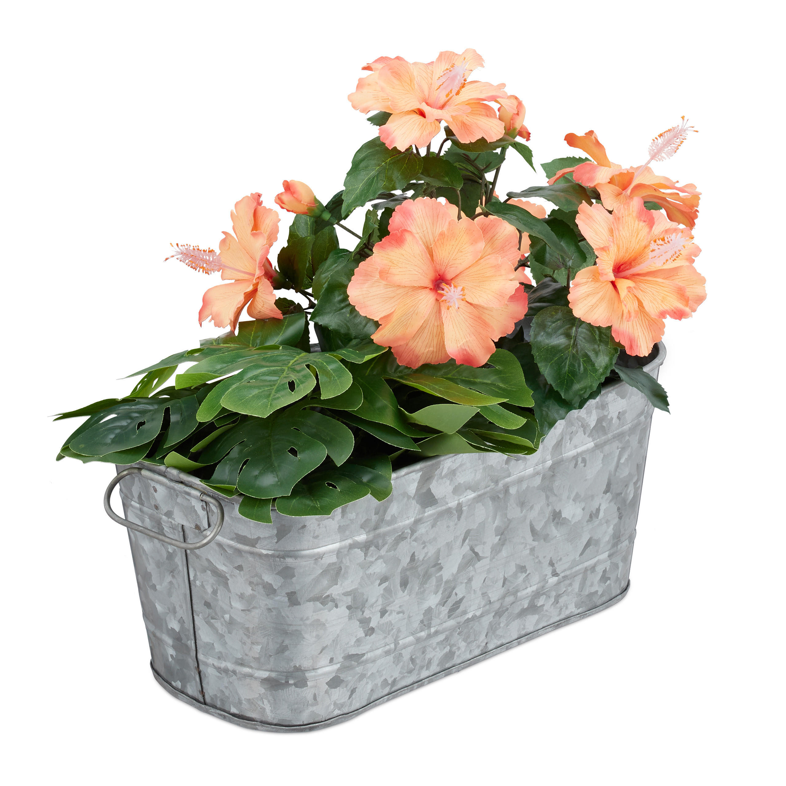 BLUMENKASTEN - Silberfarben, Metall (38/16/19cm) - Relaxdays