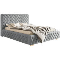 POLSTERBETT 140x200 mit Bettkasten Adonis, Glamour, Hellgrau - Hellgrau, Holz/Textil (140/200cm) - Emporius