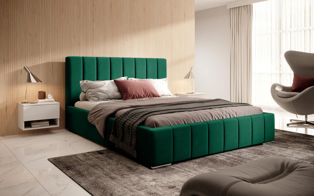 POSTERBETT Doppelbett Ambrus Dunkelgrün 180x200 cm - Dunkelgrün, Textil (180/200cm) - Fedve