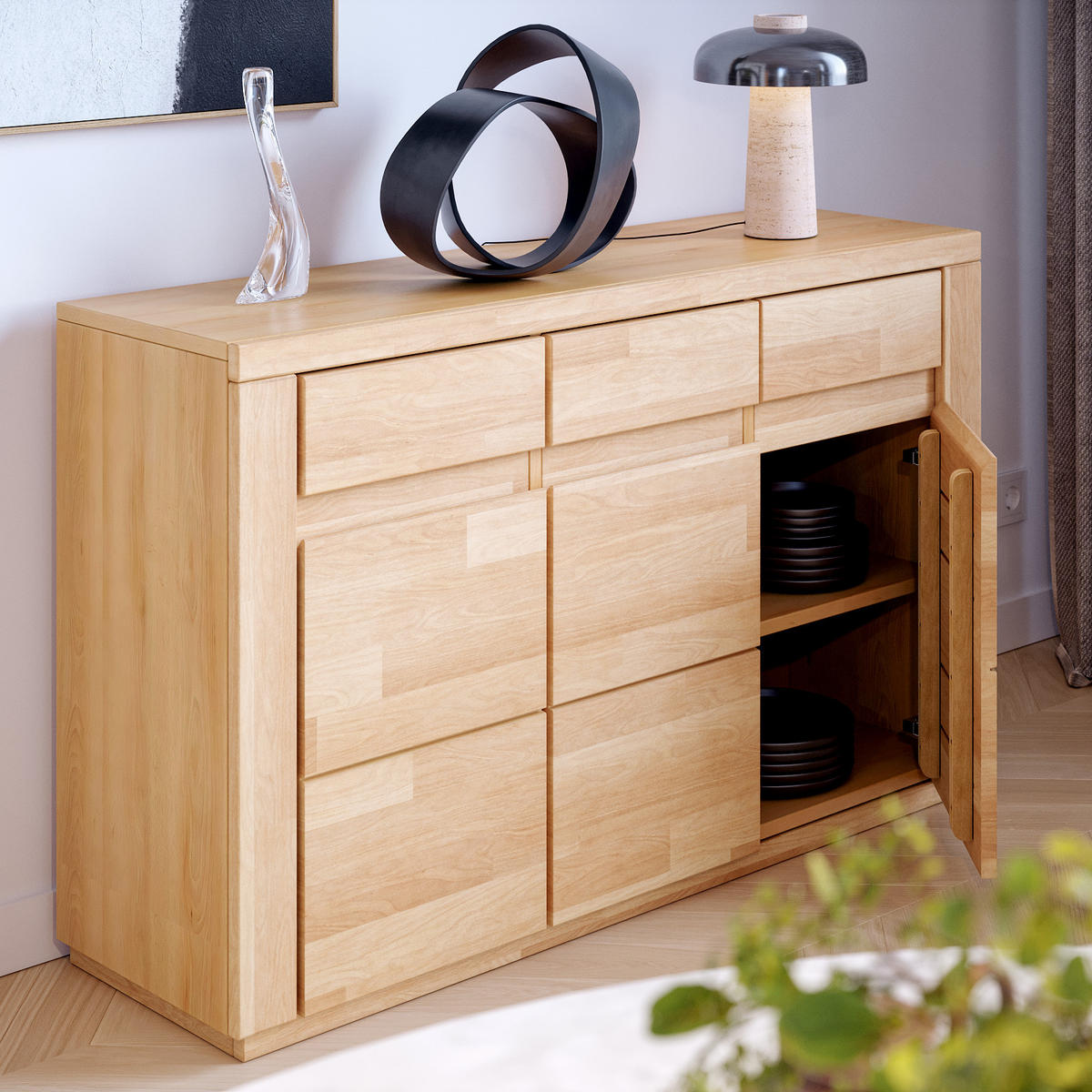 KOMMODE Viborg - Buchefarben, Holz (35/80/127cm) - kiki design