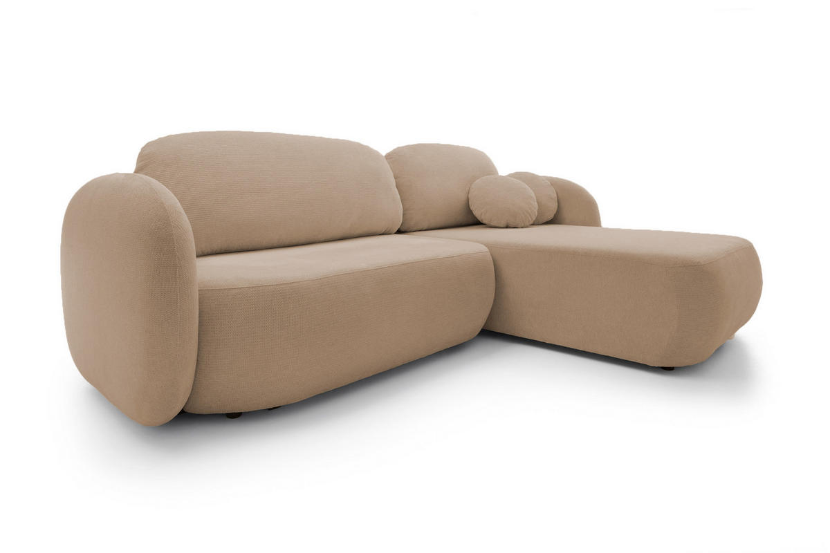 ECKSOFA OLIO L-Form Schlaffunktion mit Bettkasten, lose Rückenkissen, freistehend, RECHTS 248x174 cm Cappuccino - Cappuccino, Holz/Textil (248/174cm) - DomoHome