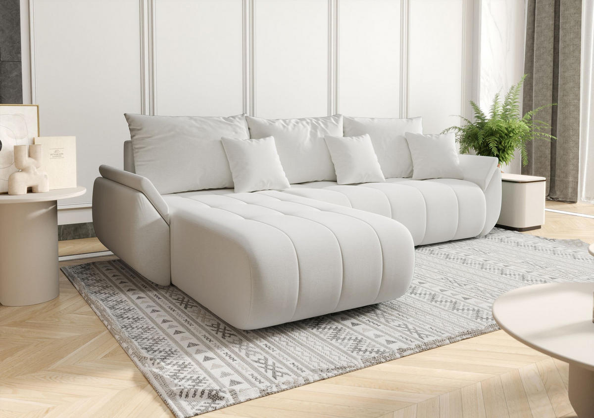 ECKSOFA mit Schlaffunktion TOKYO L Wind 02 - Weiß, Textil (280/185cm) - Bedante
