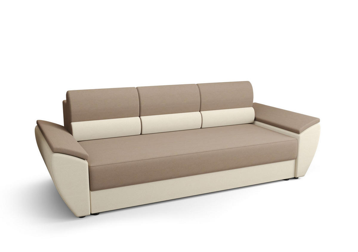 SOFA REBI BIS mit Schlaffunktion RAINBOW 05+16 mit Stauraum - Beige, Textil (80/78/240cm) - Bedante