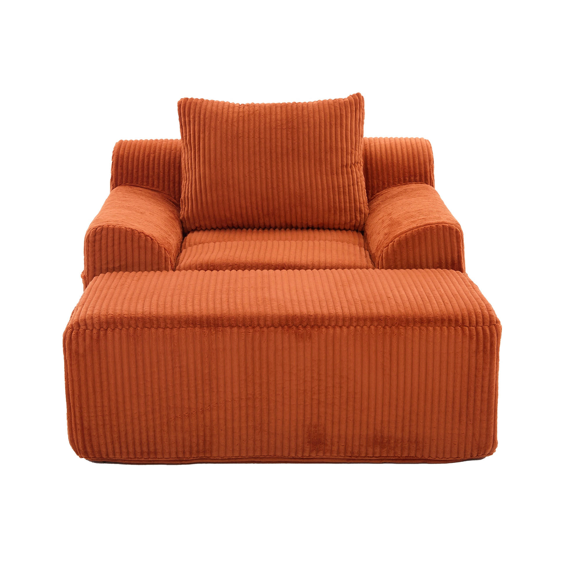 RELAXSESSELSET Übergroßer Loungesesselmit Fußhocker,Cord,Orange - Orange, Textil (110/87/147cm) - LVHOM
