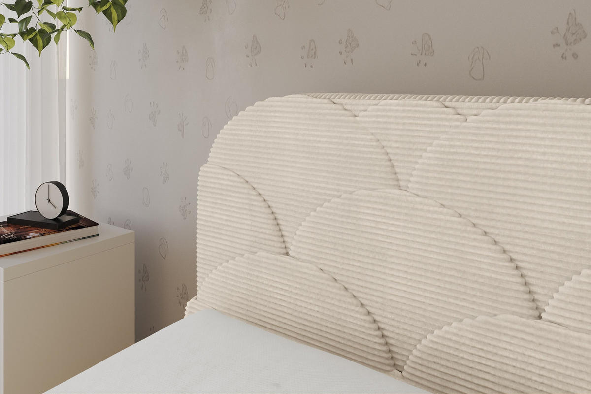 EINZELLBETT Jugendbett mit Bettkasten, Rechts - ELRY 100x200 Beige - Kaschmir, Holzwerkstoff/Textil (100/200cm) - ALTDECOR