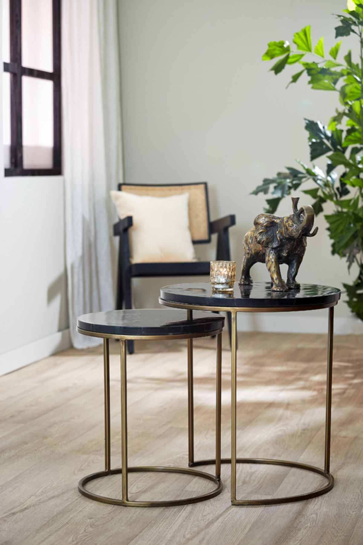 BEISTELLTISCH Sobrina Schwarz Ø50/52 cm 2er-Set - Schwarz, Metall (50/50/52cm) - Light & Living
