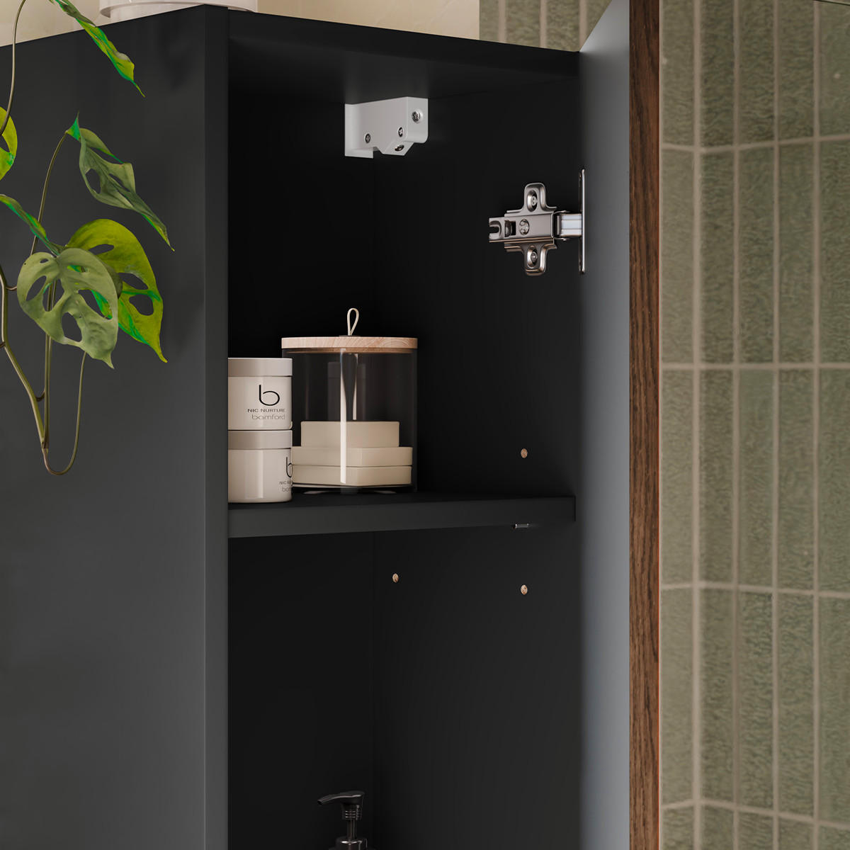 HÄNGESÄULE Elena Holz und Schwarz - Schwarz, Holzwerkstoff (30/140/26cm) - Petits-meubles