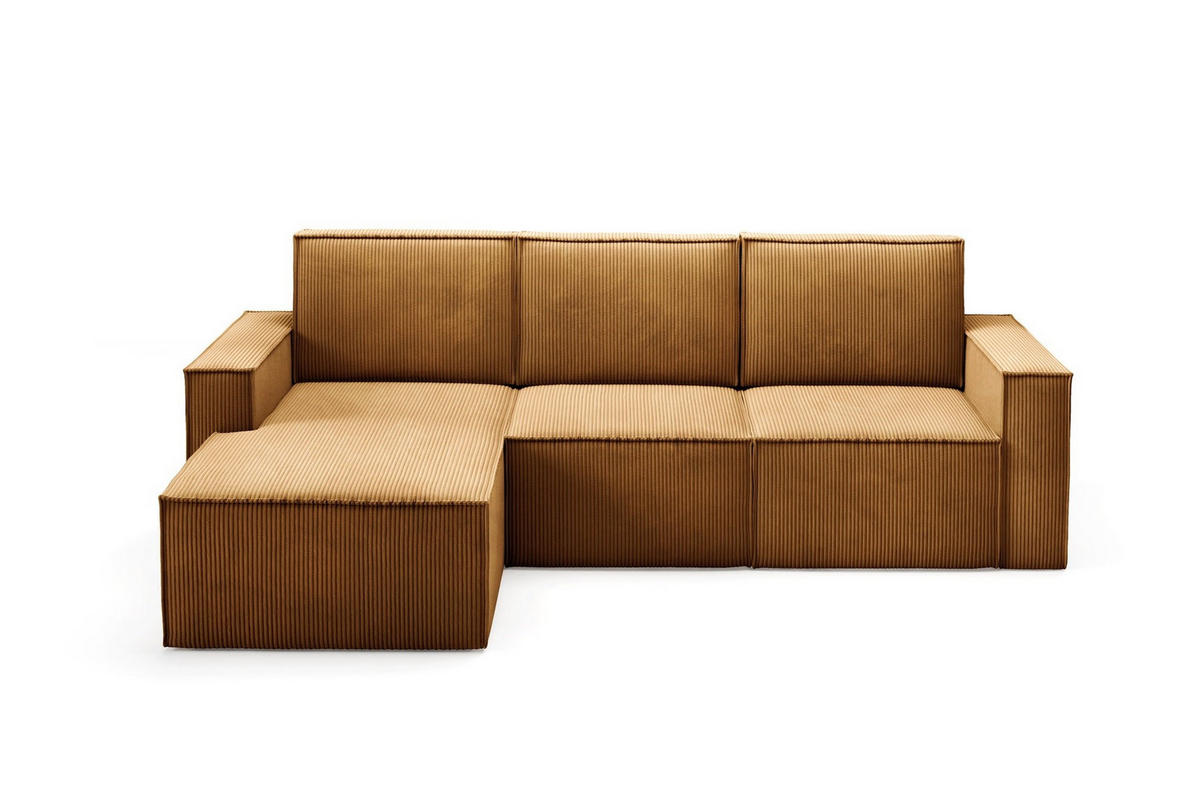 ECKSOFA Orto Gelb, Dreisitzer Kordecksofa rechte seite - Gelb, Holzwerkstoff/Textil (180/142cm) - Bettso