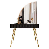 SCHMINKTISCH ZAIRA-QS mit LED Spiegel Linke Schwarz - Schwarz, Holzwerkstoff (103/80/49cm) - Lookway