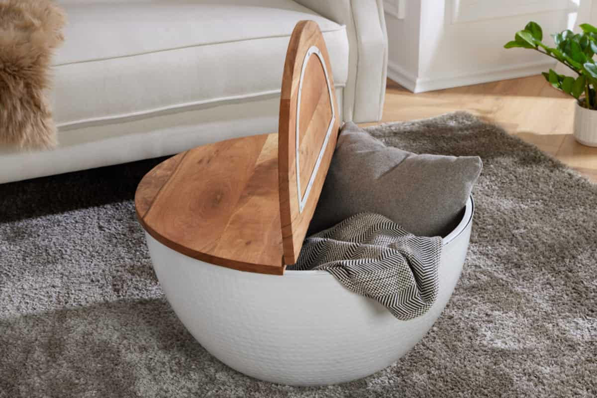 COUCHTISCH ORIENT STORAGE Akazie rund Natur 60cm - Braun, Holz/Metall (60/60/31cm) - riess-ambiente